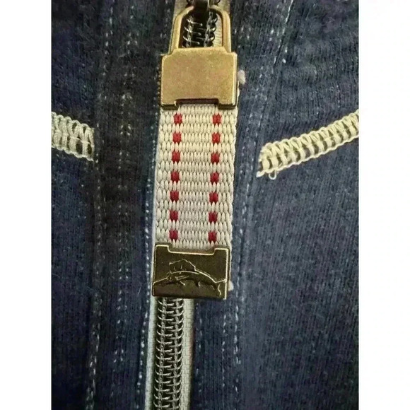 Tommy Bahama Reversible 1/4 Zip Men's Pullover Sz M Blue White Ivory - Picture 2 of 7